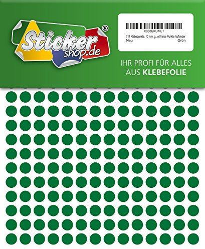 714 Klebepunkte, 10 mm, grün, aus PVC Folie, wetterfest, Markierungspunkte Kreise Punkte Aufkleber