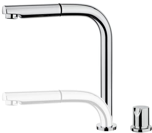 Essebagno Magic mitigeur évier chromé escamotable extractible 2 trous 'spécial fenêtre'