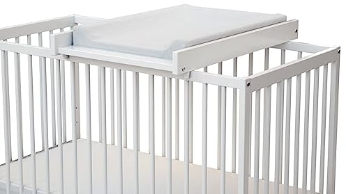 AT4 - Plan à langer ESSENTIEL Blanc | Table à langer pour lit bébé 60x120cm | Installation sécurisée | Léger | Maniable | Pratique | Gain de place