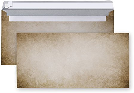 Logbuch-Verlag 50 Briefumschläge vintage braun beige marmoriert DIN lang 22 x 11 cm Brief Kuverts mit Haftklebestreifen