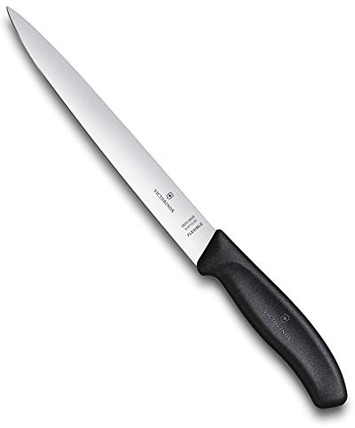 Victorinox Swiss Classic, coltello professionale per sfilettare, lama extra affilata, affilatura diritta, 20 cm, manico in plastica, acciaio inox, nero