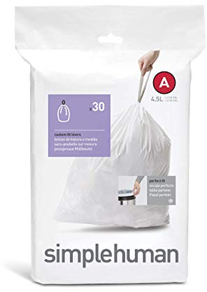 simplehuman Code A maßgefertigte Einlagen, (30 Einlagen), 4,5 l, Weiß