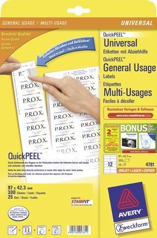 Universaletikett 97x42,3 weiß