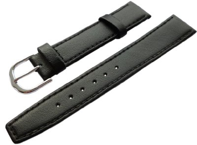 myledershop 20mm XL Kalb Leder Uhrenarmband Schwarz Silberschließe inkl Montageanleitung
