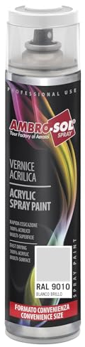 Ambro-Sol RAL 9010, Pintura acrílica en spray, Blanco Mate 1, 600 ml