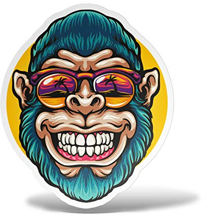 erreinge AFFE-Aufkleber Sommer-Gorilla Shaped Adhesive PVC für Abziehbild Tapete Auto Moto Helm Camper Laptop - 15 cm