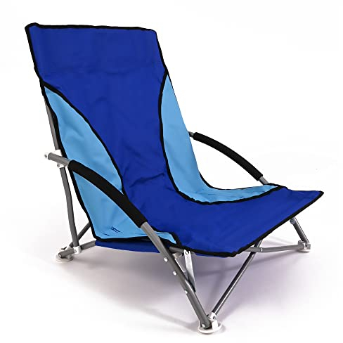 Nalu Folding Low Camping Chair Lightweight Foldable Portable Garden Beach Seat - Blue