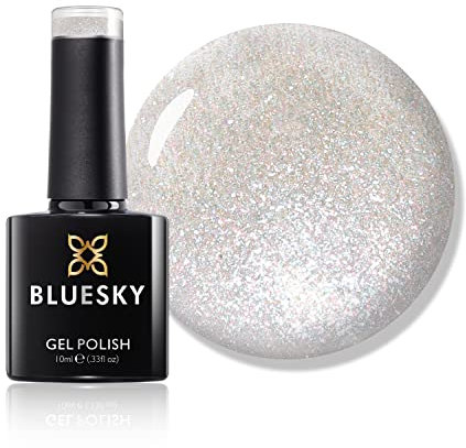 Bluesky Gel Nail Polish, Crystal Snowflake Sj28, Crystal, Silver Sparkle, Long Lasting, Chip Resistant, 10 ml (Requires Drying Under UV LED Lamp)