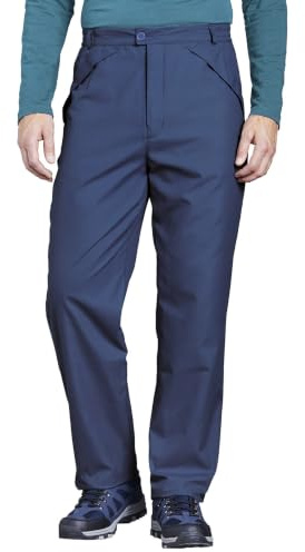 Chums Men's Fleece Lined Water Resistant Elasticated Waist Walking Trousers | Expandable Side Stretch Waistband Hiking Pants with Thermal Insulation and Closable Hook & Loop Pockets