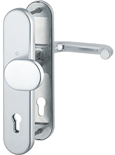HOPPE Haustür Eingangstür Wechselgarnitur PARIS - Ö-Norm Entfernung 88mm, silber eloxiert, Langschild Profilzylinder für Türstärke 42-47mm, ohne Kernziehschutz, Prüfung: RC2 nach EN 1906, 1 Stück Sicherheitsbeschlag