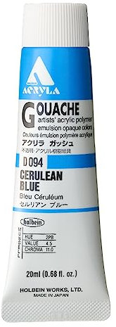 La gouache acrylique Holbein n ° 6 de bleu céruléen