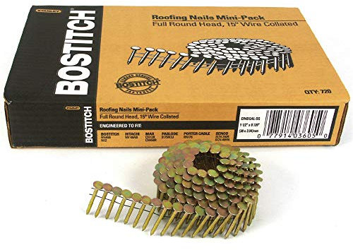 BOSTITCH 1-1/2-Inch Smooth Shank 15? Coil Roofing Nails, 7,200-Qty.