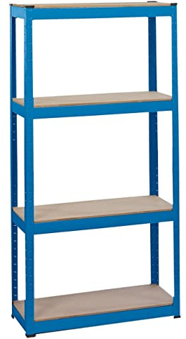 Draper 21658 Steel Shelving Unit with Four Shelves, 760mm x 300mm x 1520mm , Blue