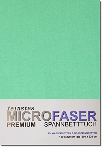 MICROFASER Laken Spannbetttuch Wasserbett Boxspring 180 x 200 cm bis 200 x 220 cm Laken Tuch (GRÜN)