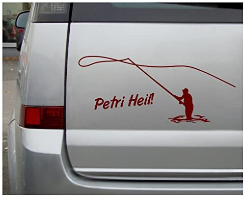 Samunshi® Aufkleber Angler Fliegenfischer Autoaufkleber 120 x 51cm goldmetalleffekt