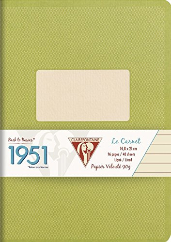 Clairefontaine 195536C Back to basics 1951 Heft (DIN A5, 14,8 x 21 cm, liniert, 48 Blatt) 1 Stück grün