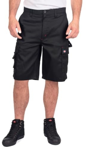 Lee Cooper Short Travail Homme Cargo – Workwear Résistant Multi Poches Entretien Facile, Été Léger Triple Coutures Capri Short (Noir, 42W)