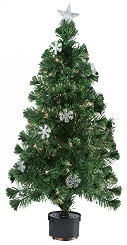 Christmas Gifts 49165 - Albero di Natale in fibra ottica, fiocco di neve, 90 cm, 100 rami, artificiale