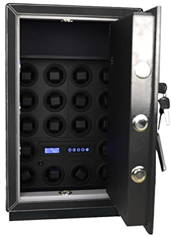 Safewinder® 18 DELUXE BLACK = 18 Uhrenbeweger & Luxus-Safe