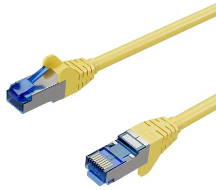 Kabelbude.eu Netzwerkkabel – Ethernet LAN Patchkabel Cat 6A S/FTP PIMF RJ45 vergoldet Gelb – 20m