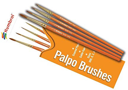Humbrol Model Paint Brushes - AG4250 Brush Pack - Palpo 000, 0, 2, 4 - 4 Pack Paint Brush Set for Art, Modelling Paint Brushes for Enamel & Acrylic Paints - Small Brushes for Painting Model Craft Kits