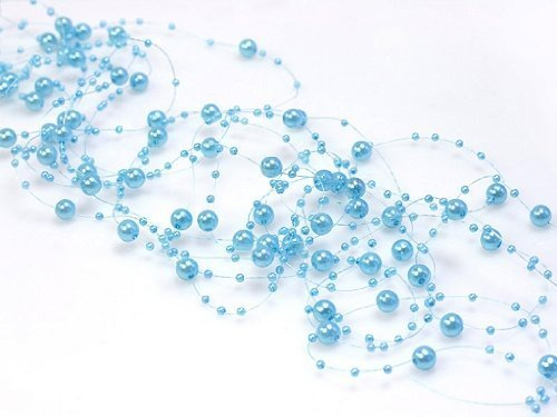 Deko-Streuschmuck Perlengirlande türkis hellblau 5 Stück á 1,3m Tischdeko Hochzeit Taufe Weihnachten