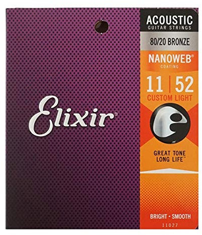 Elixir 11027 Akustikgitarrensaiten für Akustikgitarren, CT.Light, 11-52 × 3 Set