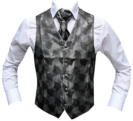 Hochzeitwesten Set mit Plastron Mardin Schwarz 64