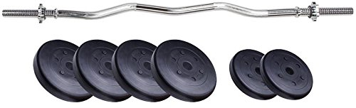 ScSPORTS® Hantelset - 37/35/32/22 kg, Curlstange, 120cm, Stahl, bis 110 kg, Hantelscheiben, 30mm, Kunststoff, Schwarz - Curl Hantelstange Set, Curlset, SZ Stange (25 KG (4x5 kg + 2x2.5 kg))