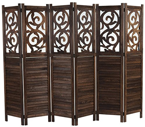 Mendler Paravent Istanbul, Raumteiler Trennwand Sichtschutz, Ornamente - 170x240cm, braun