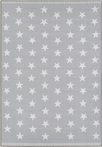 andiamo Teppich Sternenhimmel - Teppich Wohnzimmer Schlafzimmer Flur- Wohnzimmerteppich pflegeleicht strapazierfähig - hellgrau 133 x 190 cm
