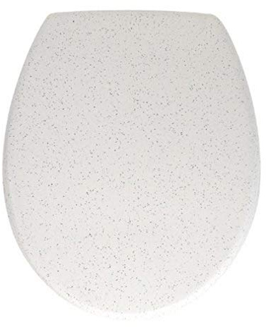 Wenko 236506100 WC-Sitz Granit, Fix-Clip Befestigung, kratzfest, hochwertiges Material, Duroplast, 45 x 36,5 cm