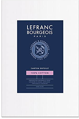 Lefranc Bourgeois 806652 Malkarton - 50x70cm, 100% Baumwolle, doppelte weiße universal Grundierung für Acrylfarben & Ölfarben, Malpappe für Profis & Hobbymaler