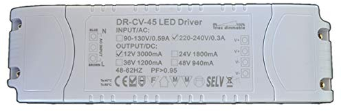 Dimmbarer LED Trafo 12V DC 45 Watt Netzteil dimmbar Treiber Transformator für Dimmer (45)