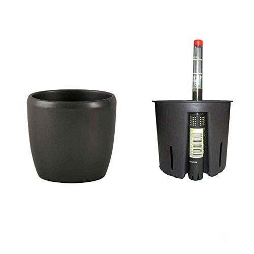 Set Blumentopf Venus 18/12 dunkel Silber Ø 20cm Höhe 13.5cm+Kulturtopf+Wasserstandsanzeiger