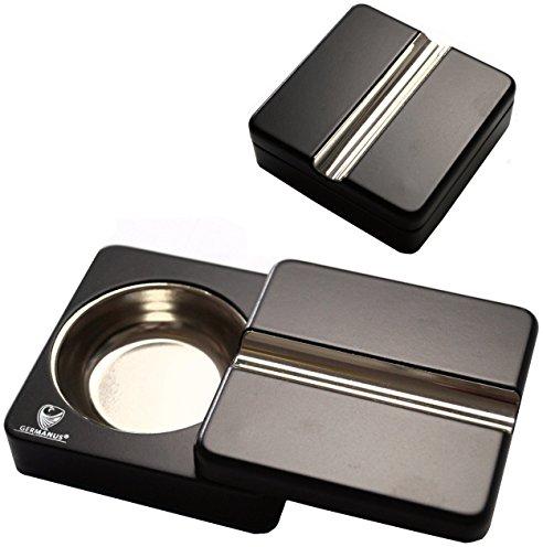 GERMANUS Design Posacenere per Sigari, Ruotabile, Nero