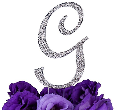 LOVENJOY Cake Topper Hochzeit Personalisierter Buchstabe Letter G Tortendeko Silber Kristall Strass Initiale Hochzeit Verlobung Geburtstag Brautdusche Metall Tortendekoration, Geschenkbox-Packung