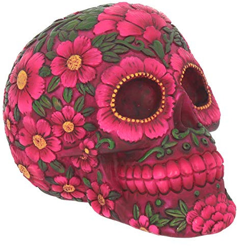 Nemesis Now - Statuetta a forma di teschio, motivo floreale, 15 cm, colore: Rosso