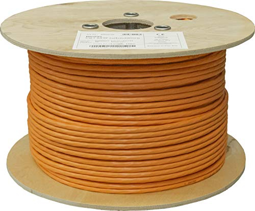 BIGtec 100m CAT.7 Verlegekabel Netzwerkkabel Duplex LAN Kabel Installationskabel Verkabelung Datenkabel CAT7 CAT 7 Gigabit BauPVO Eca orange 2x4x2xAWG23