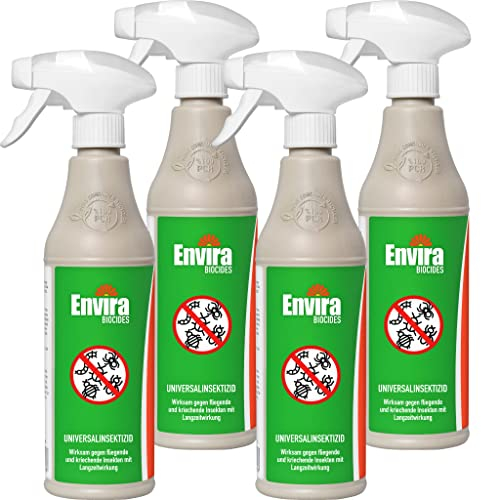 Envira Universal Insekten Abwehrspray 4 x 500 ml - Spray mit Langzeitwirkung gegen Trauermücken, Silberfische, Lebensmittelmotten & weiteres Ungeziefer - Mittel gegen Insekten