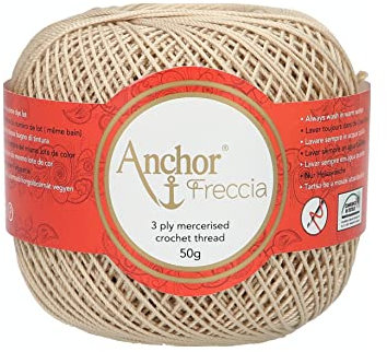 Anchor Freccia Stärke 6 4771006-00286 beige Häkelgarn, 100 % Baumwolle