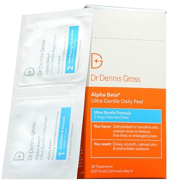 Dr. Dennis Gross Alpha Beta Ultra Gentle Daily Peel: for Dehydrated or Sensitive Skin, Uneven Tone or Texture, Fine Lines or Enlarged Pores (30 Treatments)