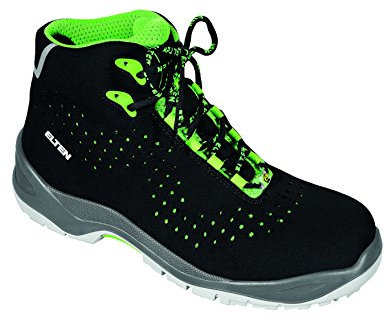 ELTEN Sicherheitsschuhe Impulse green Mid ESD S1P, Damen und Herren, Textil, Kunststoffkappe (leichter als Stahlkappe), leicht, sportlich 37, Schwarz-Grün