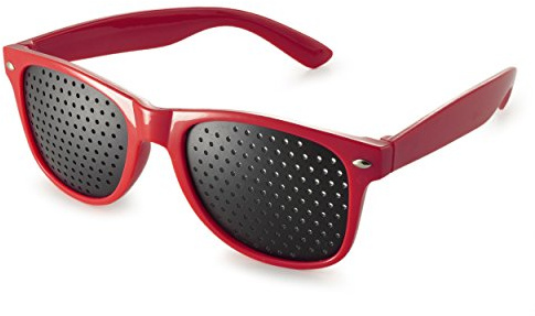 Ganzoo Rasterbrille Lochbrille für Augentraining und Augenentspannung, Gitterbrille mit faltbaren Bügeln, Pinehole Glasses zur Sehkraft Übung, Alternative Lesehilfe für Nah und Fernsicht Training