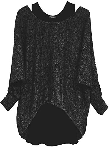 Emma & Giovanni - Pullover - Top (2 Piezas) - Mujer (L-XL, Negro)
