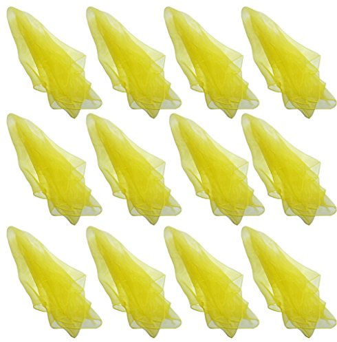Hoerev Kleine Packung mit 12 Juggling (Tanz) Schals 40cmx40cm Kleine Floaty Schals für Kleine Leute,12 Gelb
