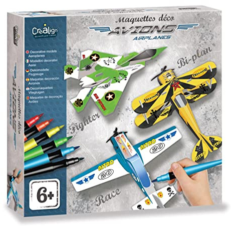 Créa Lign' | Maquettes avions à assembler | 6-12 ans | 3 avions à peindre