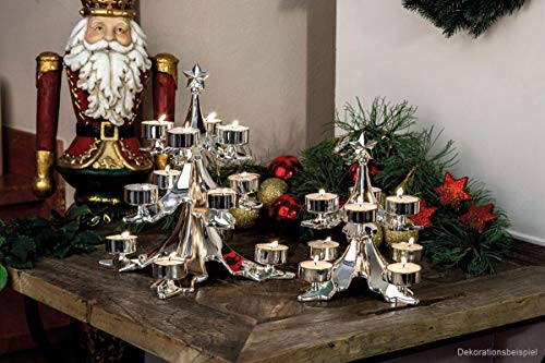 Teelichthalter Christbaum für 12 Teelichter H 29,5 cm D 27,5 cm versilbert