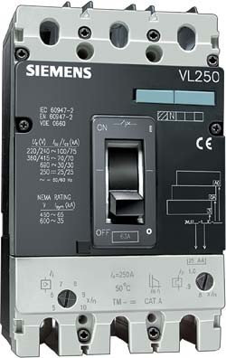 Siemens 3 VL3720–2EJ46–0 AA0 VIERPOLIGE Hohe Breaking Kapazität Leistungsschalter, weiß