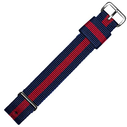 MARBURGER Uhrenarmband 20mm Textil Blau Rot - Werkzeug Montage Set 9512041000120